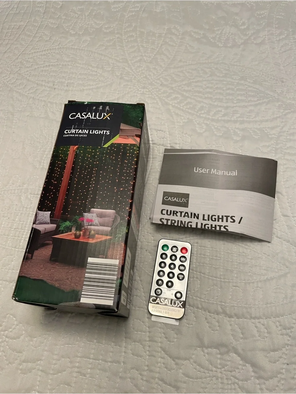 New Never Used CASALUX Curtain LED Lights Electric with Remote & Timer